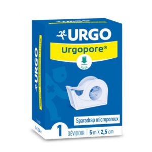 URGOPORE Sparadrap non tissé, microporeux, hypoallergénique plus, 7,5mx2,5cm, dévidoir