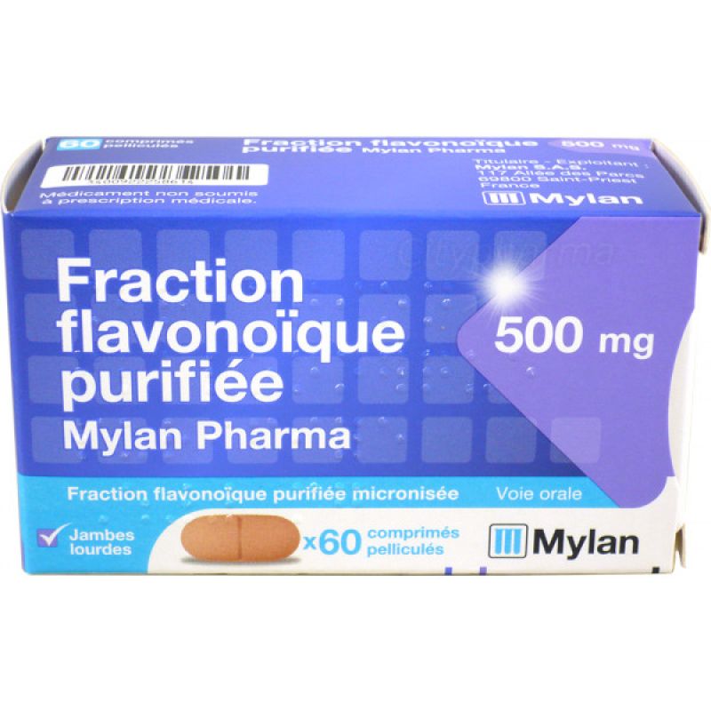 Fraction Flavonoique Purifiee Mylan 500mg 60 Comprimés