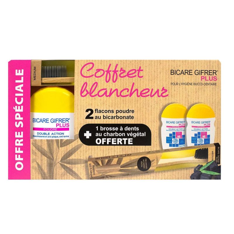 Bicare Plus coffret blancheur 2 flacons poudre+ 1 brosse à dents