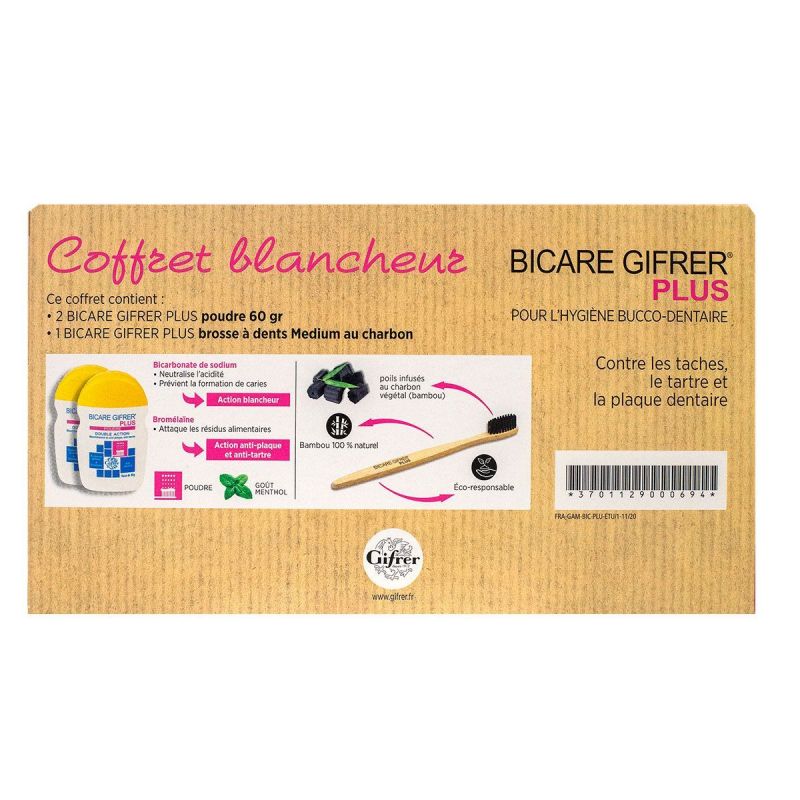 Bicare Plus coffret blancheur 2 flacons poudre+ 1 brosse à dents