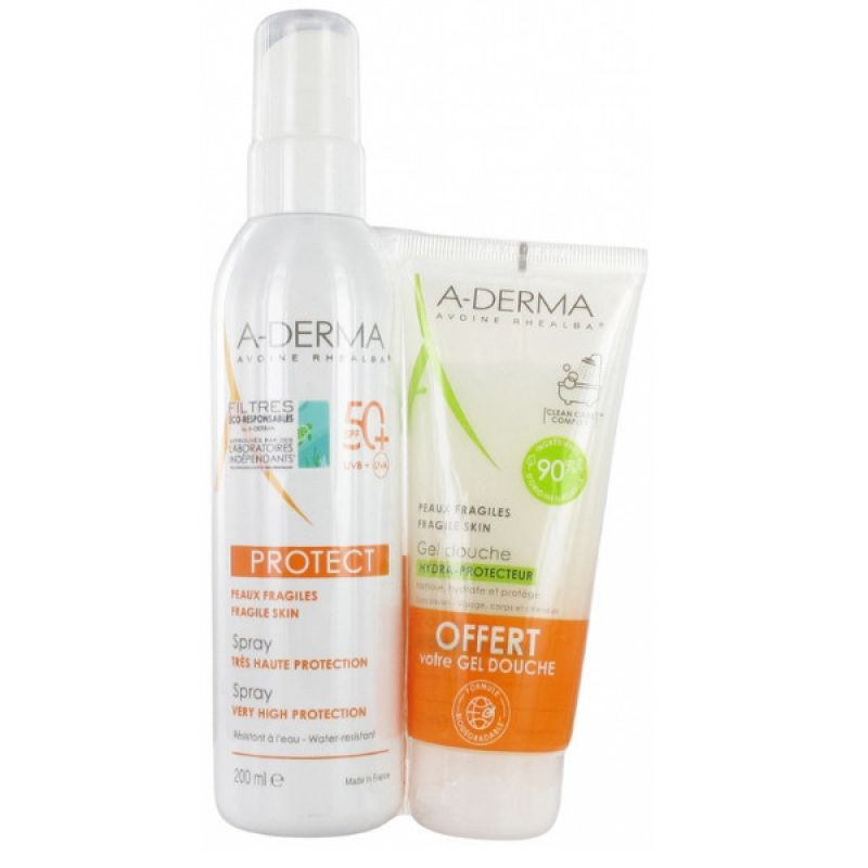 Aderma Protect Spray Très Haute Protection SPF 50+ 200 ml + Gel Douche Hydra-Protecteur 100 ml Offer