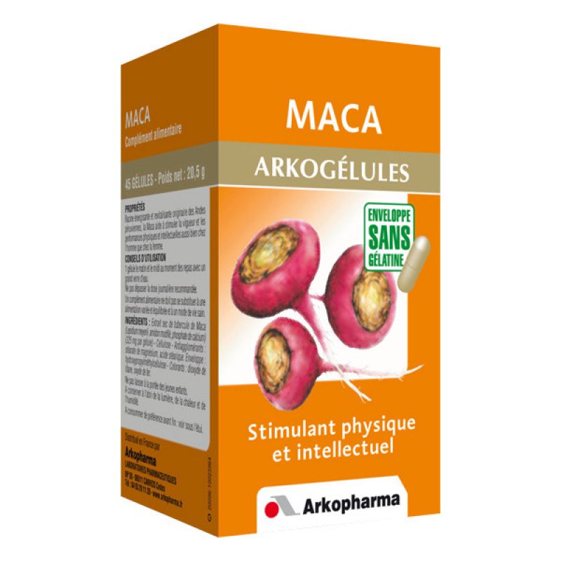ARKOGELULES MACAComplément alimentaire stimulant physique et intellectuel Boîte/45