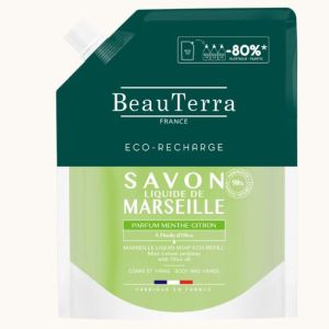Savon Liquide de Marseille Menthe Citron Eco-Recharge 900Ml