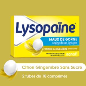 Lysopaïne Citron Gingembre sans sucre 36 comprimés à sucer