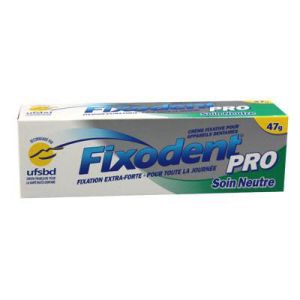 FIXODENT PRO Crème adhésive fixation forte pour appareil dentaire, soin neutre T/47g