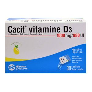 CACIT VITAMINE D3 1000 mg/880 UI, granulés effervescents pour solution buvable 30 sachets