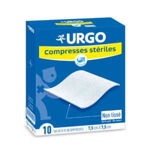 URGO Compresses Stériles Non Tissées 10 x 10 cm Bte/25 - Sachet de 2 Compresses