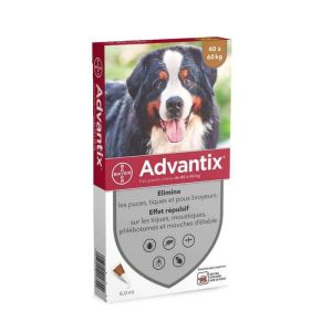 BAYER SANTÉ ANIMALE BAYER ADVANTIX GRAND CHIEN 40 À 60 KG 4 PIPETTES