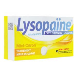 Lysopaïne miel citron sans sucre 36 comprimés à sucer