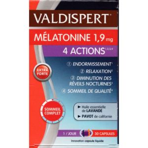 Valdispert Mélatonine 1.9 mg 4 actions 30 caps