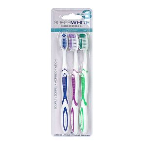 3 brosses à dents medium + brosse langue