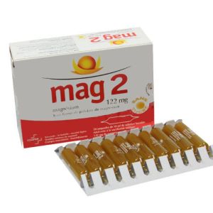 MAG 2 SANS SUCRE 122 mg, solution buvable en ampoule édulcoré à la saccharine sodique
