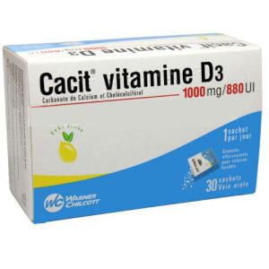 CACIT VITAMINE D3 1000 mg/880 UI, granulés effervescents pour solution buvable 90 sachets