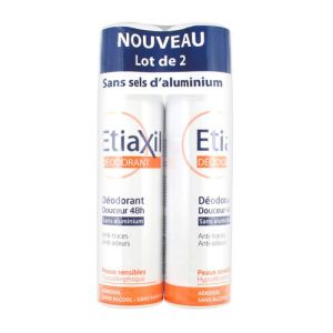 ETIAXIL DÉODORANT DOUCEUR 48H SANS ALUMINIUM. AÉROSOL LOT DE 2X150ML