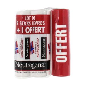 Neutrogena Stick Lèvres 4,8g, lot de 2 + 1 Offert