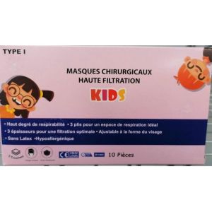 Masques chirurgicaux enfant x10 motifs coeur