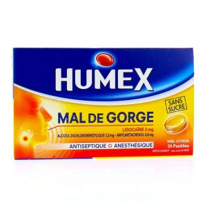 Humex Mal De Gorge 24 Past Miel Citron Ss