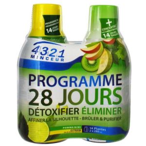 Arkopharma 4321 Minceur Programme 28 Jours Pomme Kiwi - Citron Lot de 2 x 280 ml