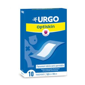 URGO OPTISKIN PANSEMENT STÉRILE SEMI-PERMÉABLE 5,3 X 8 CM 10 PANSEMENTS