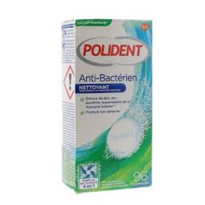 POLIDENT  nettoyant anti bactérien 96 comprimés