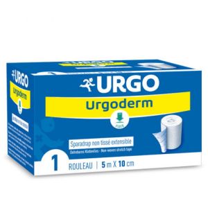 URGODERM Sparadrap non tissé, multiextensible, souple, aéré, hypoallergénique 10mx5cm, rouleau