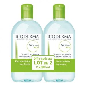 Bioderma Sébium H2O Solution Micellaire Lot de 2 x 500 ml