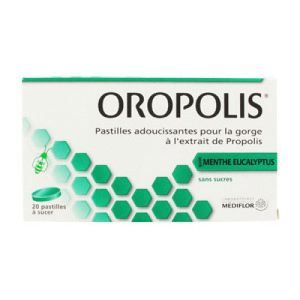 OROPOLIS PASTILLE MENTHE - EUCALYPTUS Complément alimentaire à base d'extrait de propolis
