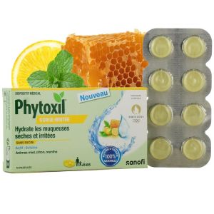 Phytoxil gorge irritée 16 pastilles miel,citron,menthe sans sucre