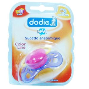 DODIE MAM COLOR LINE Sucette orthodontique pour nourrisson, silicone, 1er âge