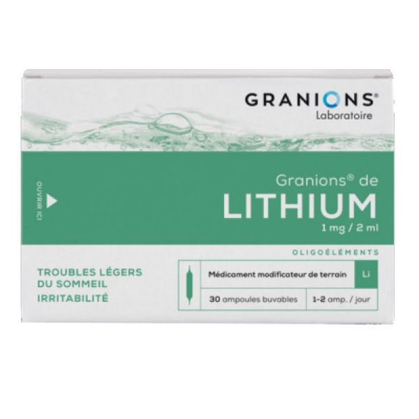 Granions de lithium 1mg/2ml 30 ampoules