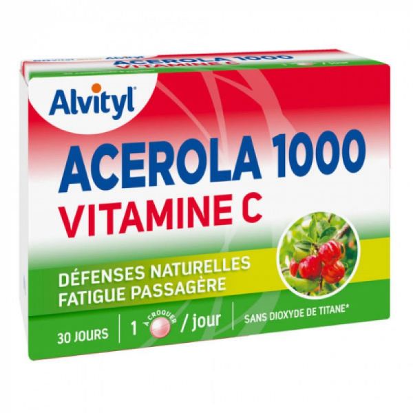 Alvityl Acérola 1000 Vitamine C 30 Comprimés à Croquer goût cerise