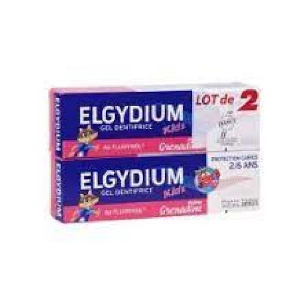 ELGYDIUM dentifrice 2/6 ans arome grenadine lot de 2