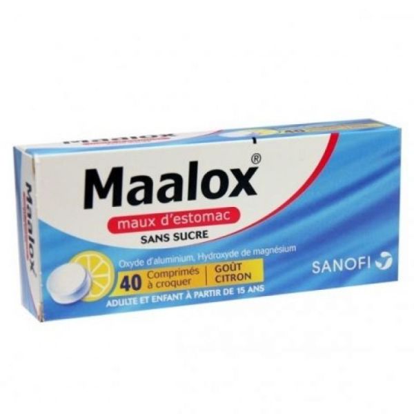 MAALOX MAUX D'ESTOMAC SANS SUCRE, 40 comprimés à croquer