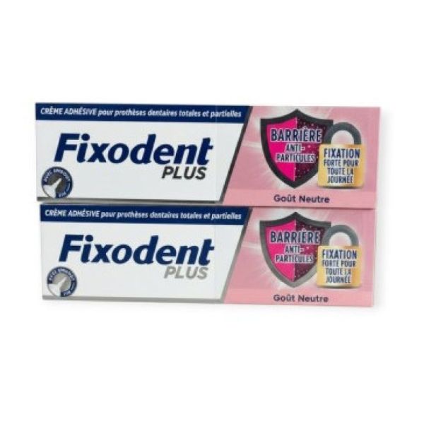 Fixodent Pro Plus anti-particules goût neutre 2x35gr