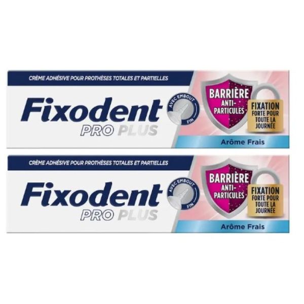 Fixodent Pro Plus anti-particules arôme frais 2x35gr