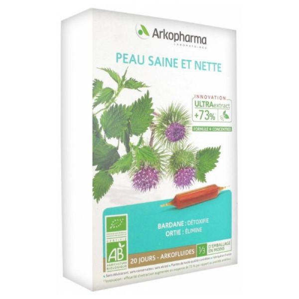 Arkofluides Peau Saine et Nette Bio 20 Ampoules