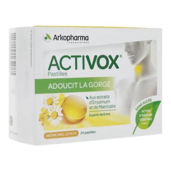 Activox miel citron sans sucre 24 pastilles