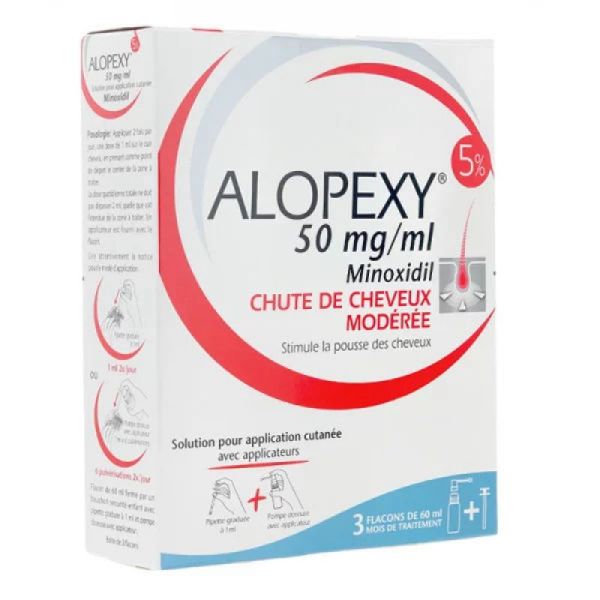 Alopexy Minoxidil 5% solution 3 x 60 ml (3400938440461) - Pharmacie de