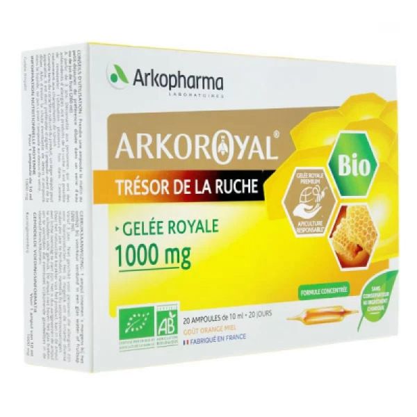 Arkopharma Arko Royal Trésor de la Ruche Gelée Royale 1000 mg Bio 20 Ampoules