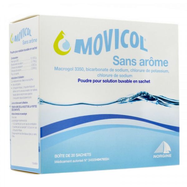 MOVICOL SANS AROME, poudre pour solution buvable en sachet