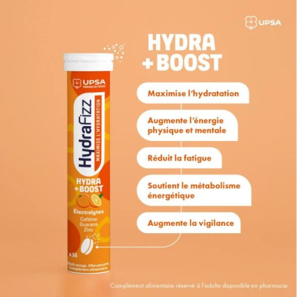 Hydrafizz +Boost Orange 16 comprimés