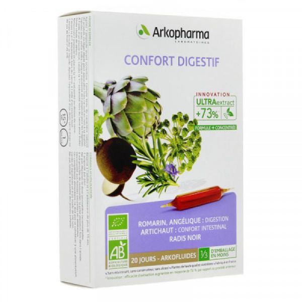 Arkofluides confort digestif bio 20 ampoules