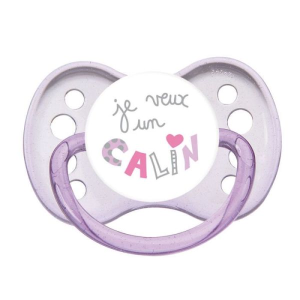 LUC ET LEA COLLECTION LES P'TITS MOTS DOUX Sucette anatomique décorée, téterelle silicone