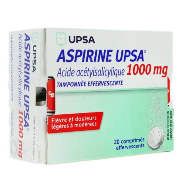 UPSA aspirine 1000 mg 20 comprimés effervescents