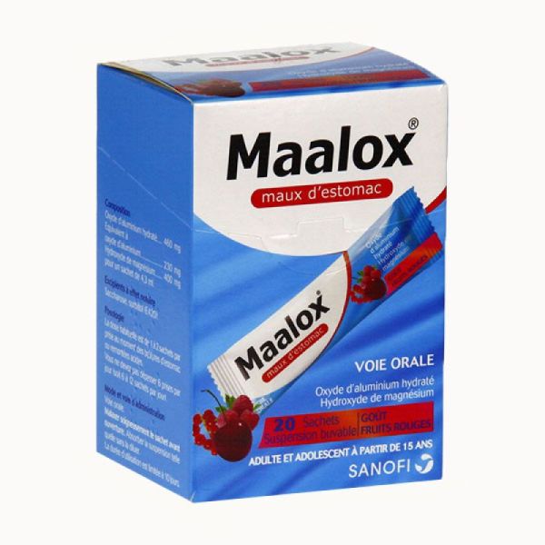 MAALOX MAUX D'ESTOMAC FRUITS ROUGES,  20 sachets