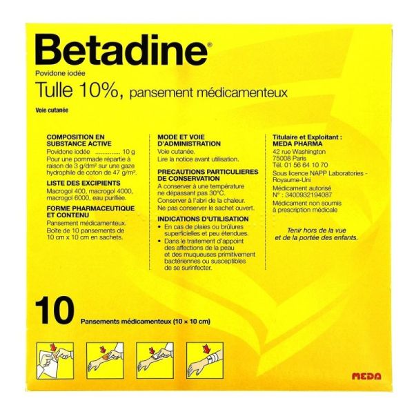 Betadine Tul.10 10x10 Pans 10