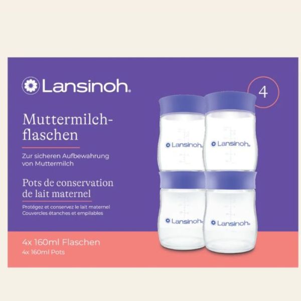 Lansinoh Pots de Conservation Lait Maternel 4X160mL