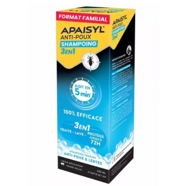 APAISYL Anti-poux shampoing 3en1 200 ml