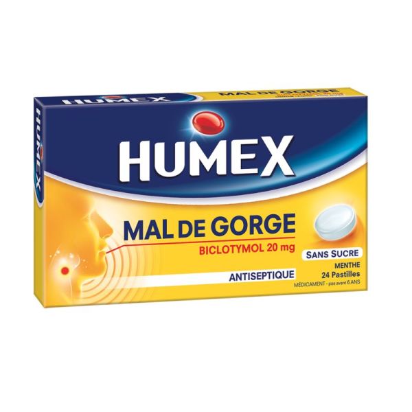 Humex Mal de Gorge Biclotymol Menthe SS /24