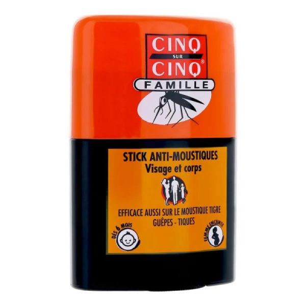 Cinq sur Cinq Stick Anti-Moustiques Famille Visage et Corps 20 ml